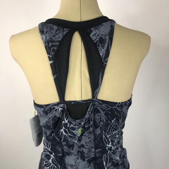 GAIAM Petal Racer Tank w/Bra S Blue & Gray - Picture 4 of 7